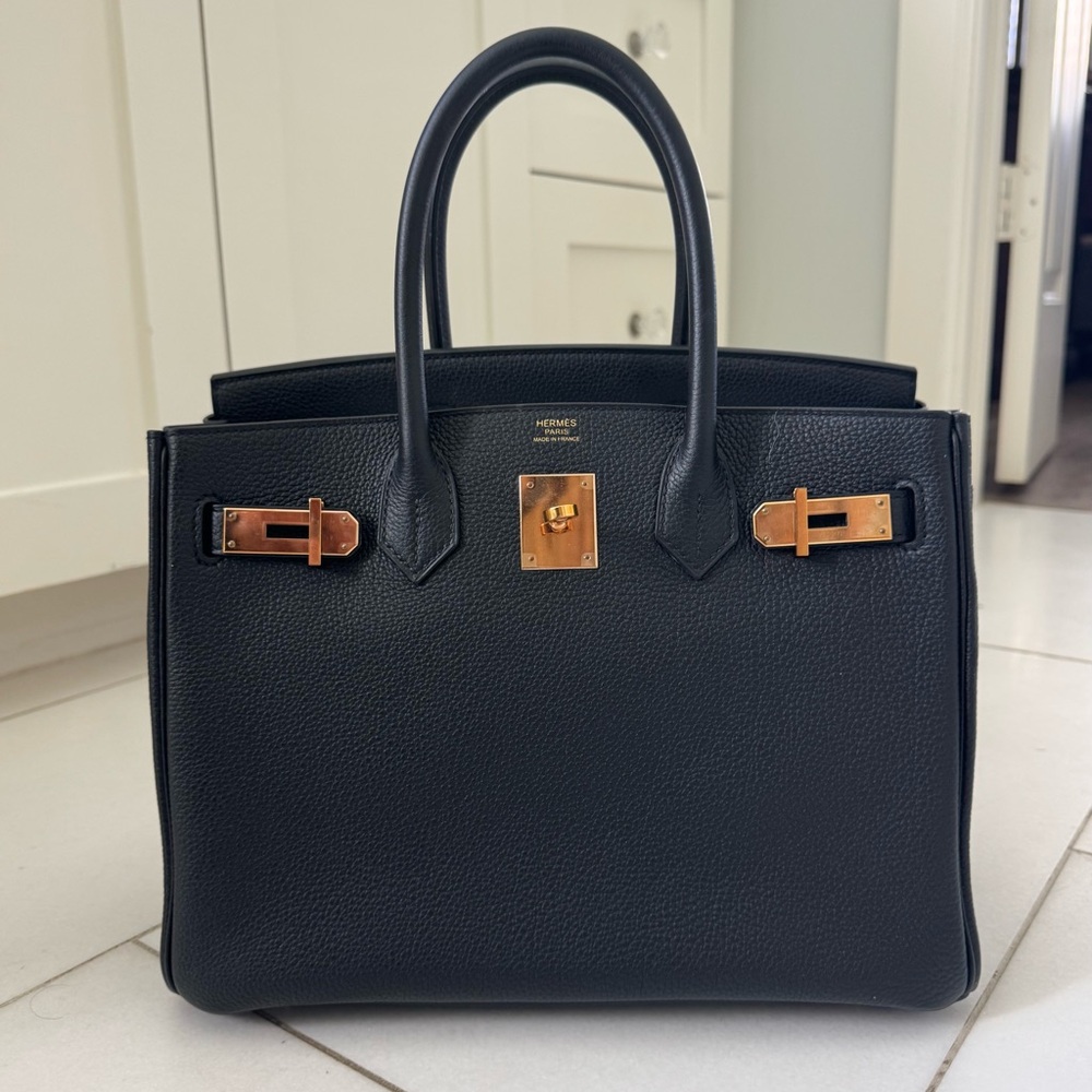 Birkin 30 Rose Gold Hardware Black Togo